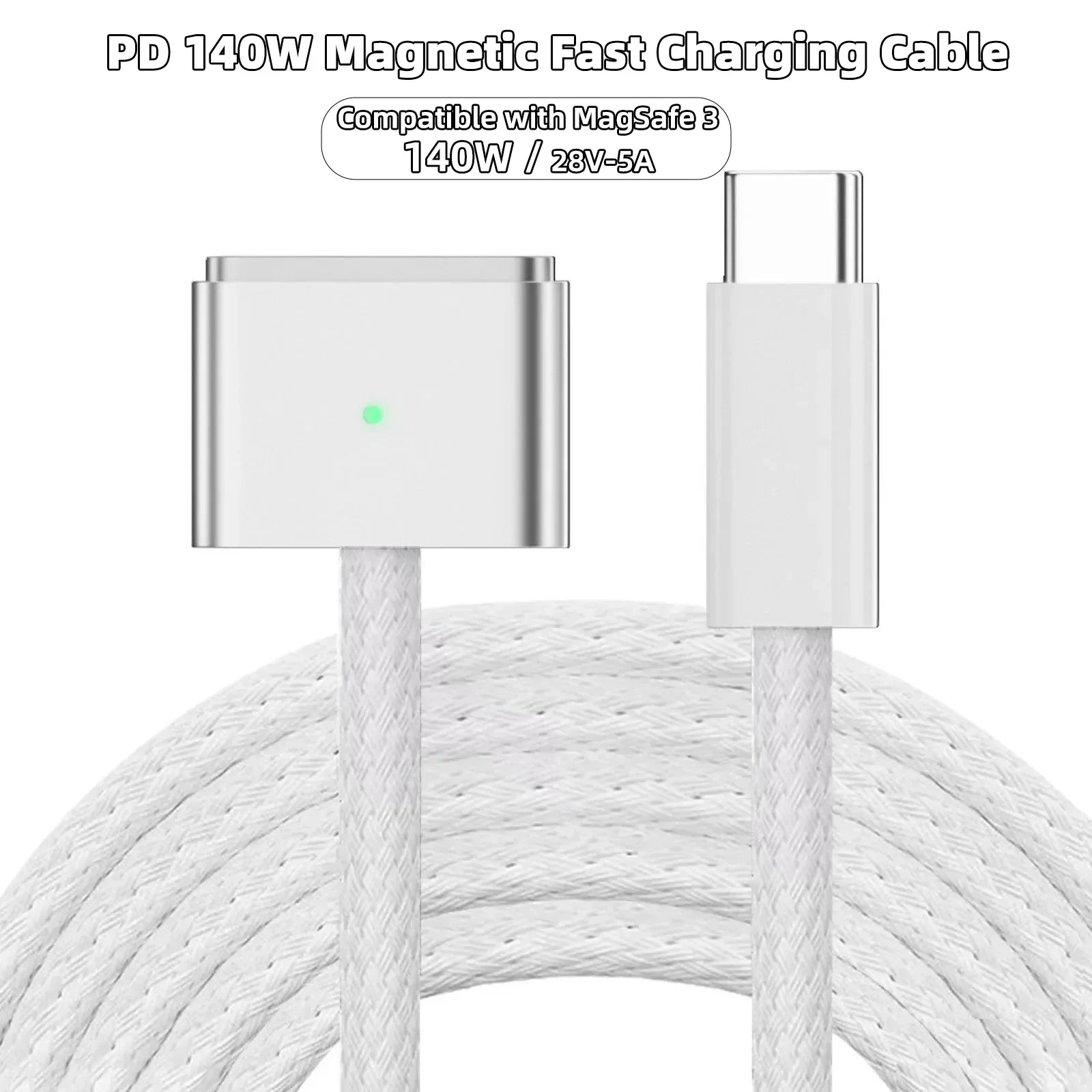 USB Type-C to for Magsafe 3 Magnetic Charger Cord Laptop Charging Cable Converter PD 140W for MacBook Air/Pro A2442 A2485 A2681